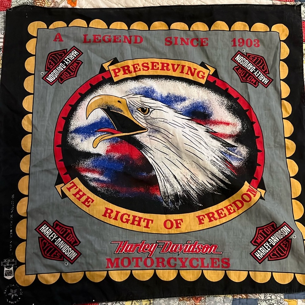 Vintage Harley Davidson bandana scarf motorcycles preserving the right freedom